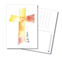 Postkarte - frohe Ostern Variante Kreuz mit Herz